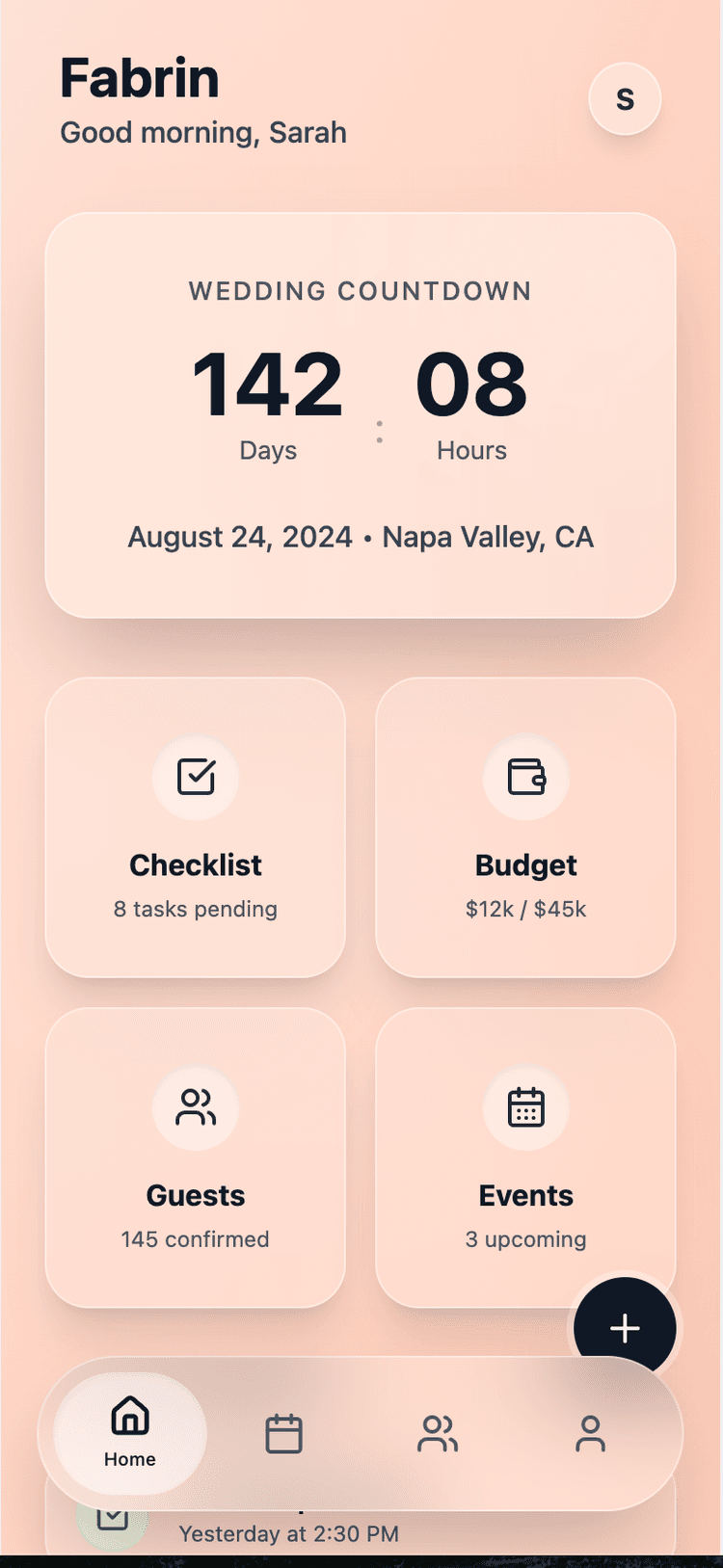 Fabrin iOS App – Dashboard